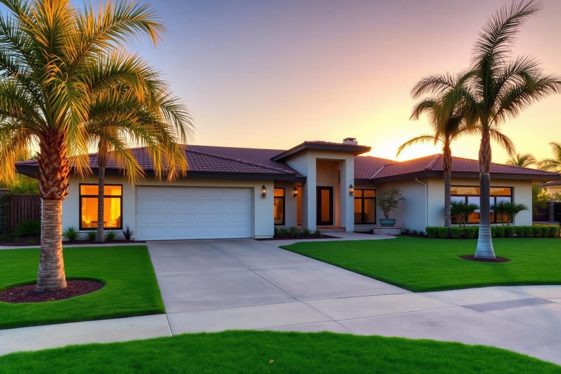 Southern California luxury home at golden hour